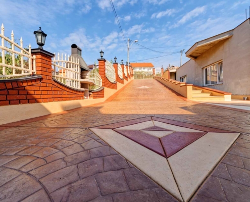 stamped concrete pathway