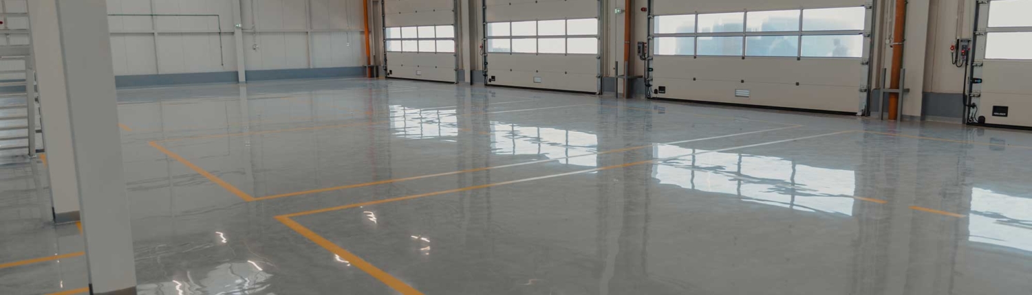 Empty car business warehouse polished concrete floor